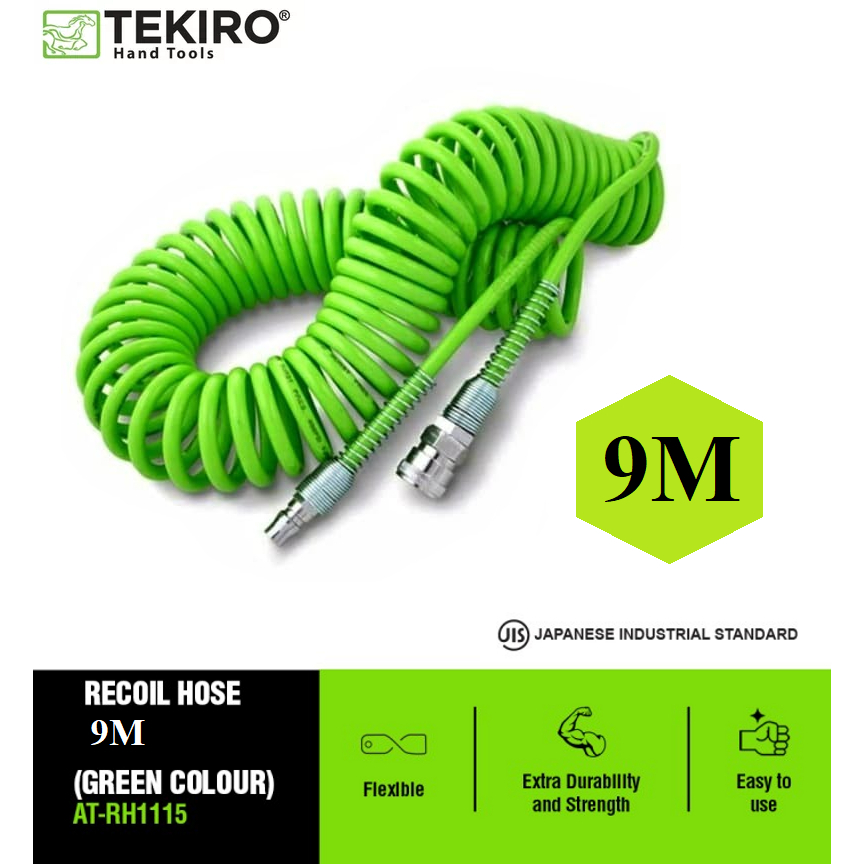 Tekiro Recoil Hose Selang Angin Kompresor Spiral 6M / 9M selang kompresor angin Selang Recoil Angin 