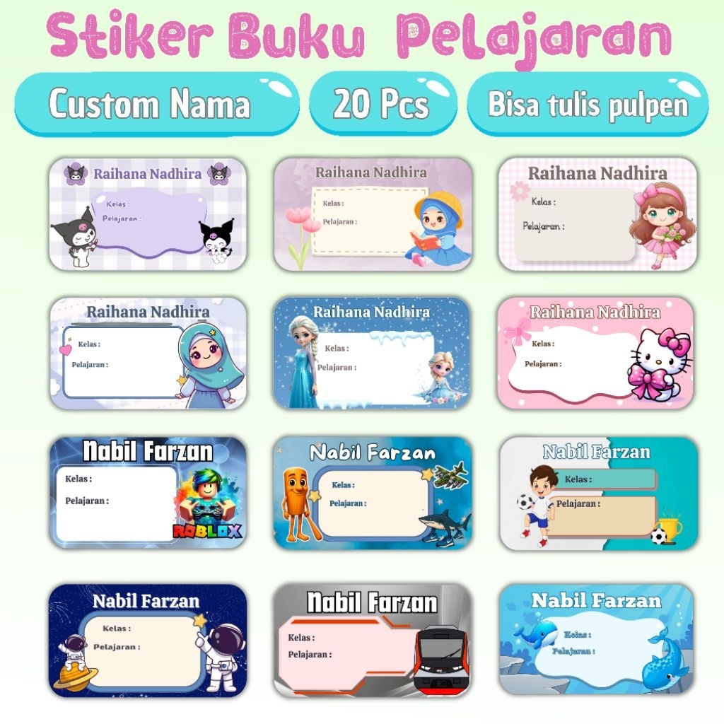 

Stiker Buku Pelajaran Custom Nama 20 Pcs