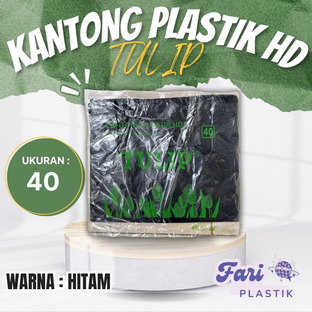 Kantong Kresek Hitam Merk HD Tulip Ukuran 40