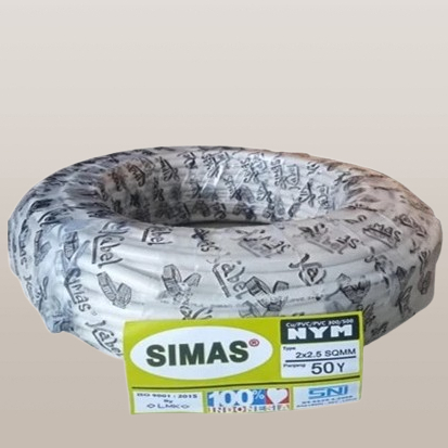 Kabel Listrik NYM 2 x 2.5mm SIMAS 1 Roll 50Y SNI Tembaga Murni Asli Untuk Listrik Standar PLN LMK