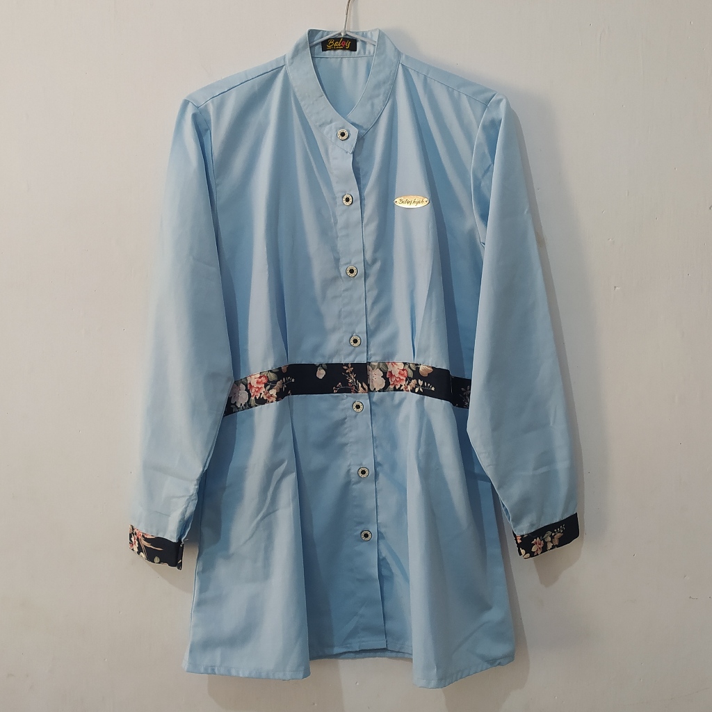 Preloved Balqis Hijab Baju Atasan Wanita Blus Biru Muda