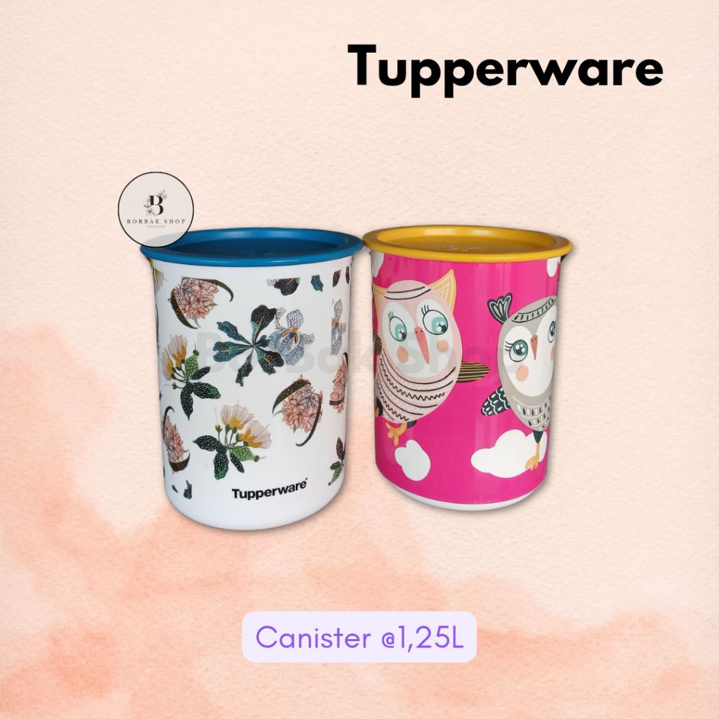 Owl Canister Tupperware | Flower Canister Tupperware | Toples Tupperware 1,25 Liter