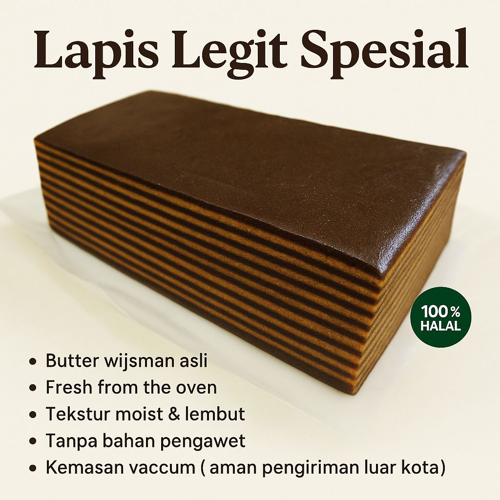 

Lapis legit coklat 20x10 cm, spesial Butter Wijsman ( Halal )