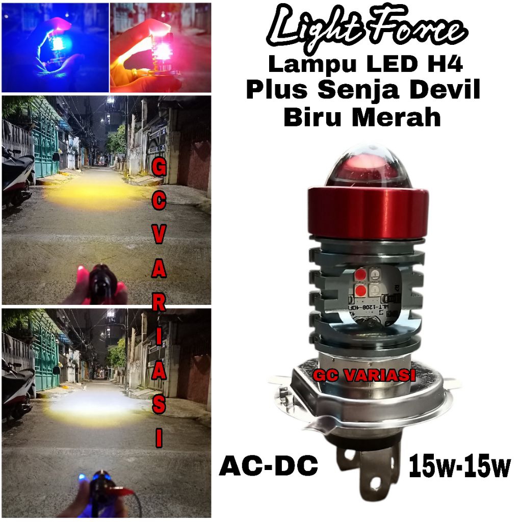 Bohlam Depan Motor Mobil Led H4 Laser 30watt Putih Kuning Plus Senja Biru Merah/Lampu Motor H4 Laser