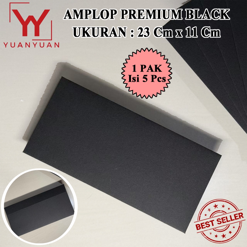 

[ ISI 5 Pcs] Amplop Vintage PREMIUM | Amplop Hitam | Amplop Mini | Black Envelope | 23 cm x 11 cm | Bahan Kertas Tebal / Linen | Amplop Olshop | Amplop Nota | Amplop A5
