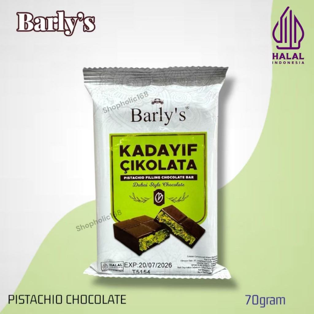 

Barly's Kadayif Cikolata Pistachio Filling Chocolate Bar 70gram Dubai Style