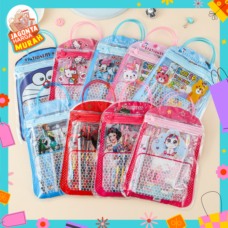 

JHM Stationery Set 6 in 1 Free Bag Alat Tulis Anak Sekolah Buku Pulpen Penghapus Pengaris