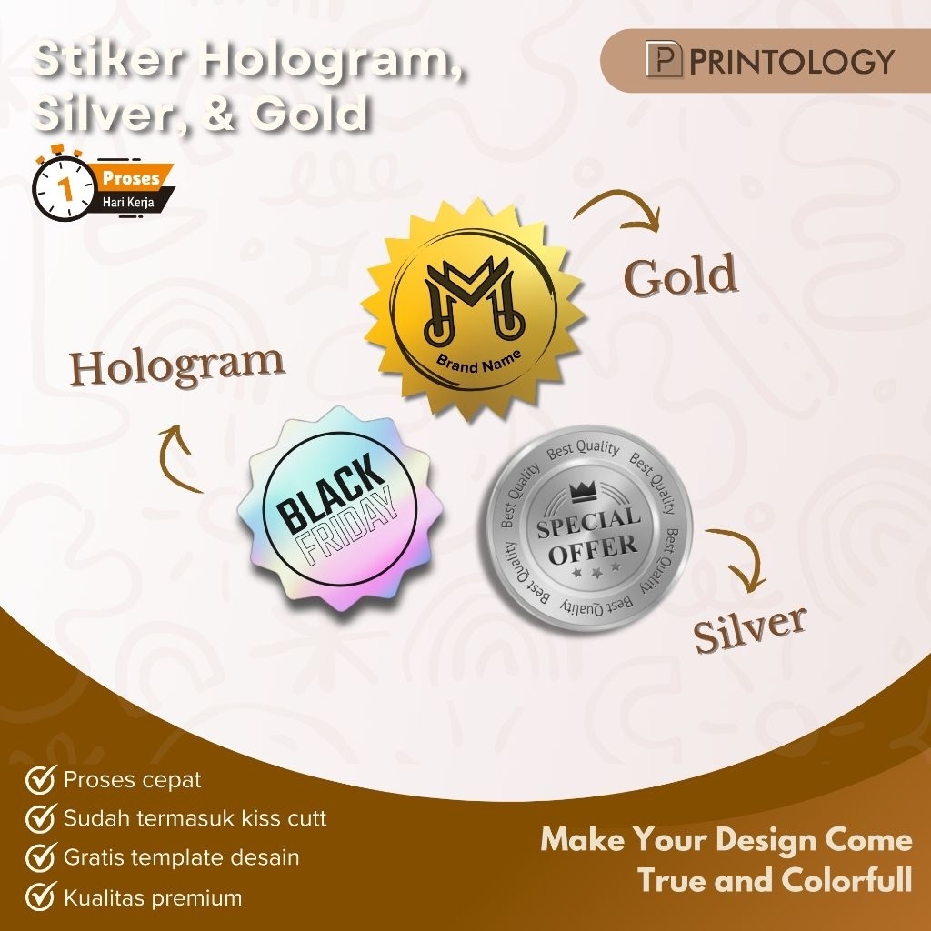 

sticker vinyl gold glossy a3 termurah bisa custom design