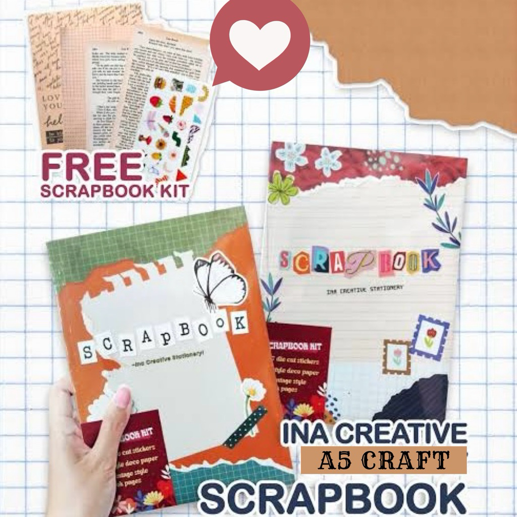 

Ina Creative SCRAPBOOK A5 | Craft Paper | include Die Cut Sticker