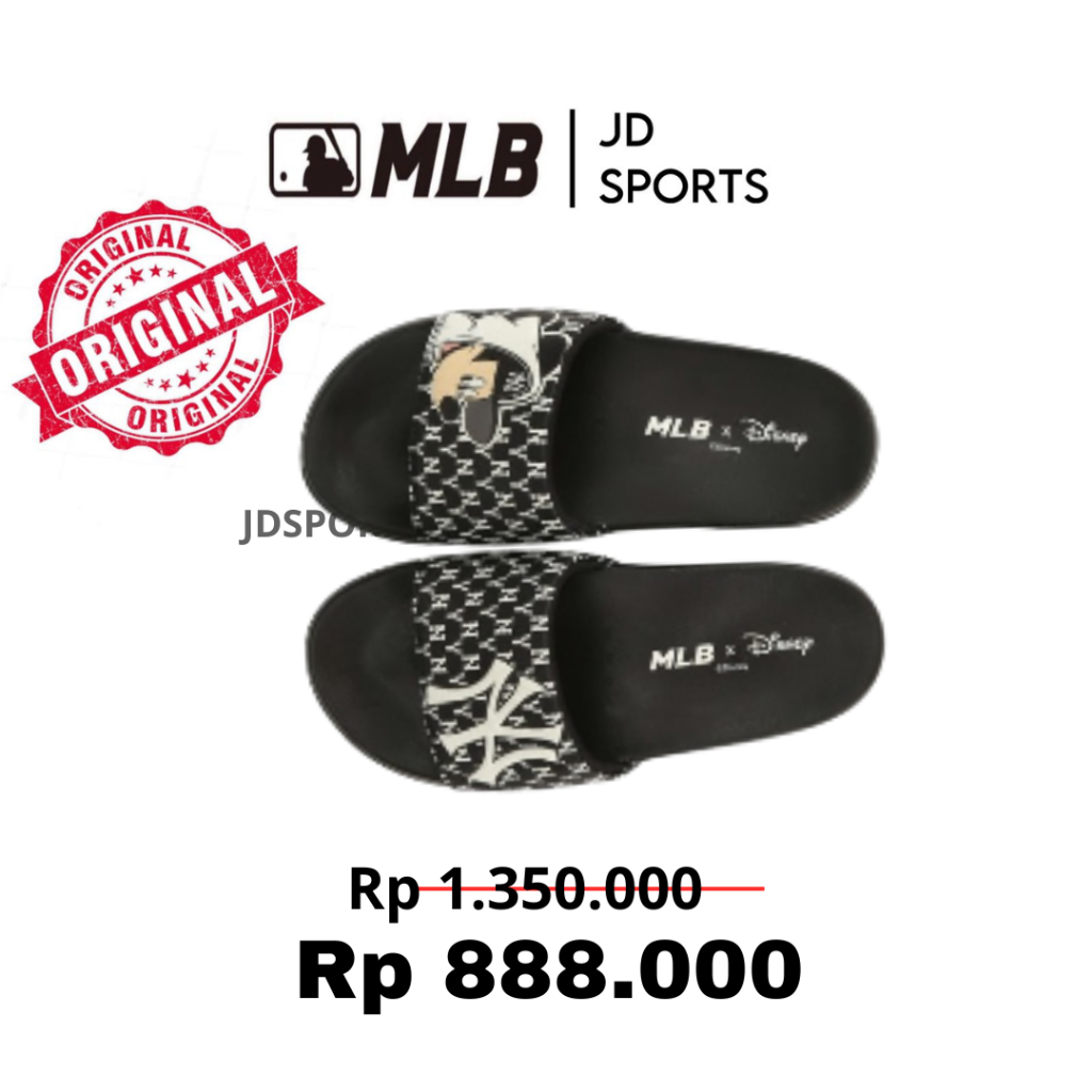Sandal Slide MLB x Disney NY Yankees Black White Original