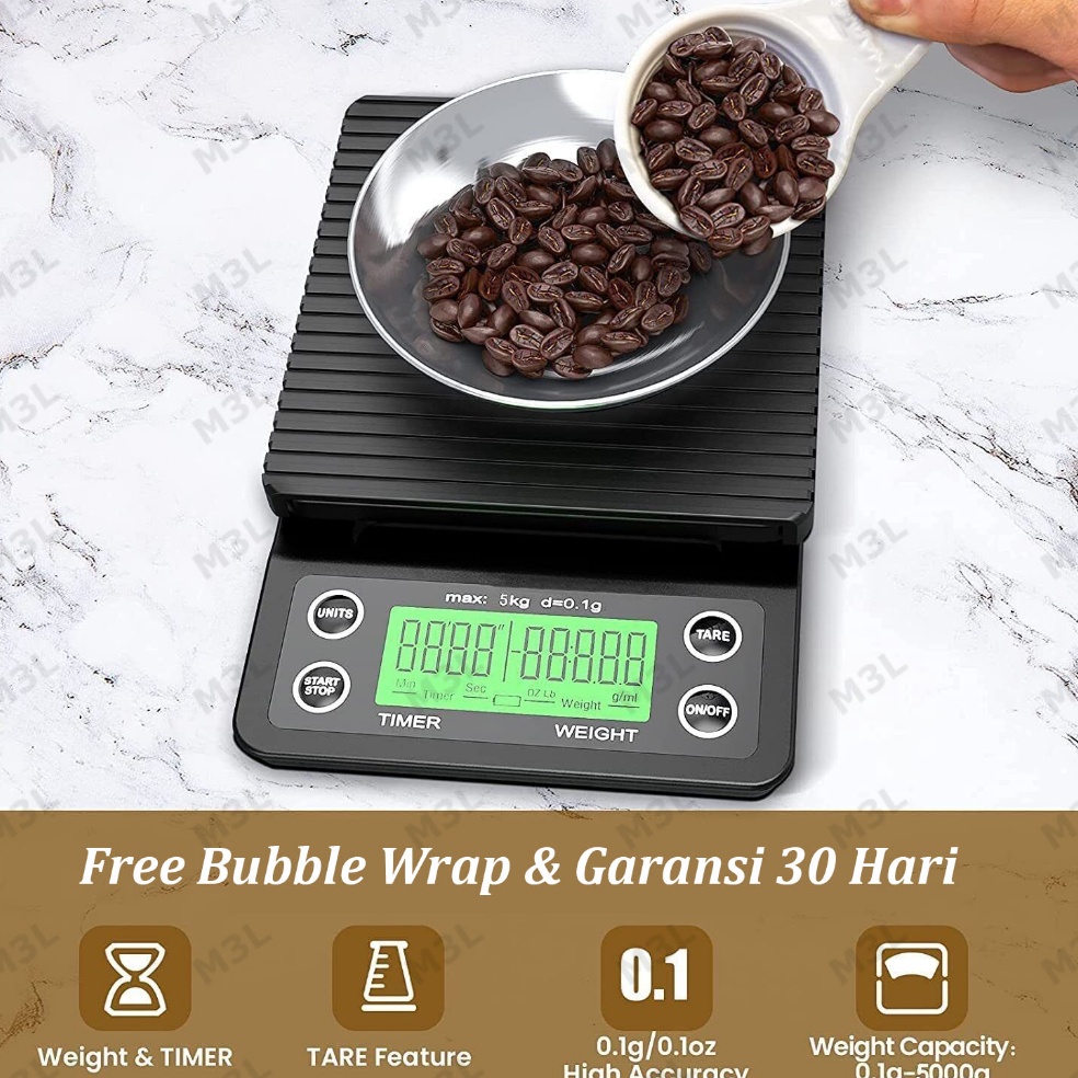 KODE V99O Timbangan Kopi Digital 5KG  1GR Timer V6 Drip Coffee Scale