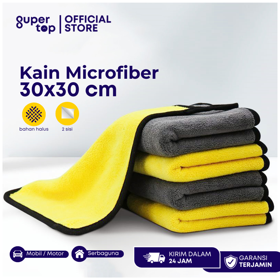 Kain Lap Microfiber Serbaguna 30X30cm Kain Lap Multifungsi untuk Rumah Kendaraan