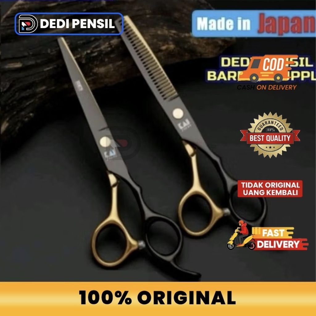 Set Gunting Rambut Kasho Black Gold 6 Inchi Original Gunting Cukur Rambut