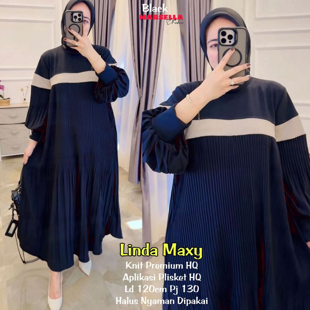 Linda Maxy Baju Gamis Jumbo LD 120 Kaos Knit Polos Premium