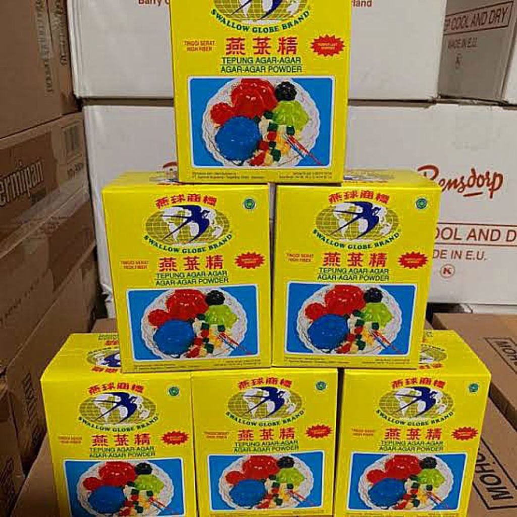 

1BOX Agar Agar Swallow (ISI 12) Sallow Globe Brand , Agar Agar Plain Coklat Merah Hijau