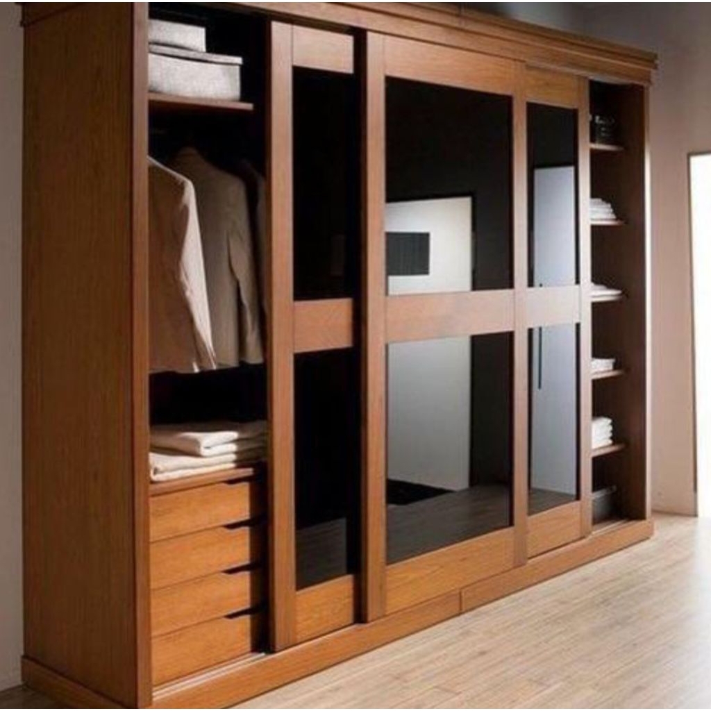 RAY Lemari Pakaian Kayu jati Model Minimalis - Lemari Baju 3 Pintu Besar