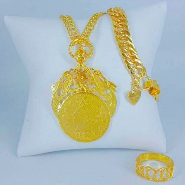 KODE I19D Set Perhiasan Terbuat Dari Koin 1992 Original Terbaru Berlapis Emas ANTI KARAT