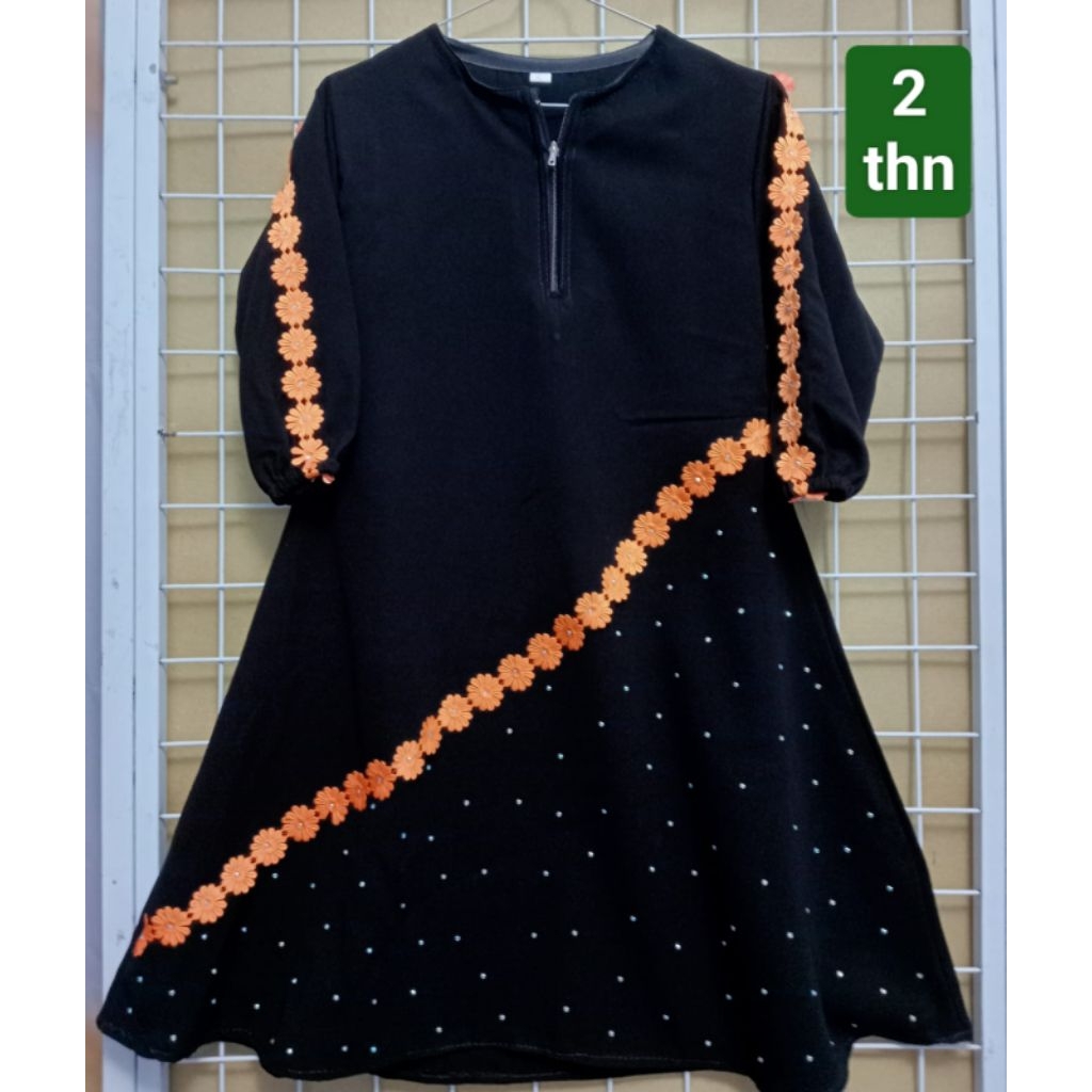ABAYA ANAK PEREMPUAN 2 TAHUN / GAMIS HITAM JETBLACK TEMBORO
