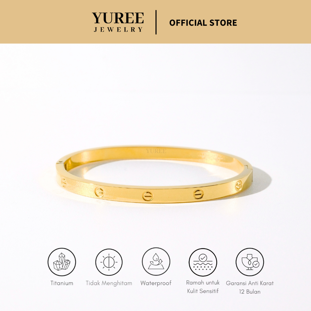 RB4 YUREE Diora Bracelet Slim 4mm Perhiasan Gelang Bangle Titanium Anti Karat