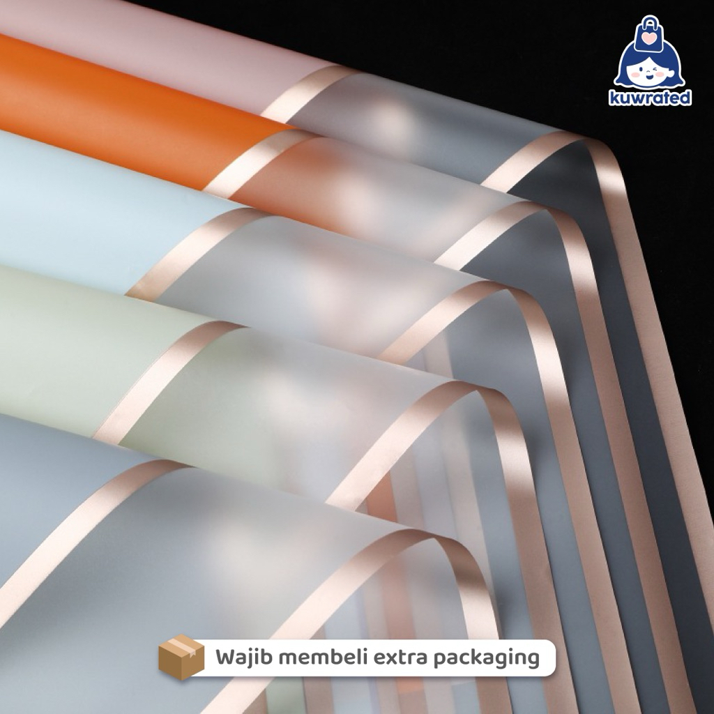 

(20 LEMBAR) TRANSPARENT FRAME DOUBLE GOLD LINE FLOWER WRAPPING PAPER / KERTAS CELLOPHANE / KERTAS BUNGA LIST EMAS TERMURAH