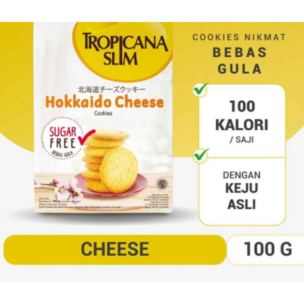 

Tropicana Slim Cookies Hokkaido Cheese 100gr Snack cemilan bebas gula