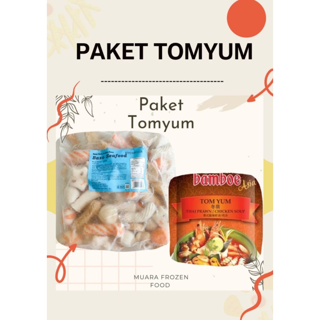 

Paket Tomyum 1kg / Baso Mix Seafood bumbu tomyum 1kg / Bumbu Bamboe Tomyum / Paket Steamboat 1kg