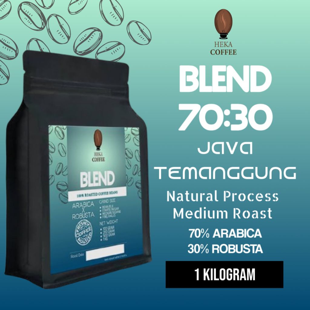 

(1 KG) BIJI / BUBUK KOPI BLEND 70:30 (70% ARABIKA X 30% ROBUSTA) - HEKA COFFEE