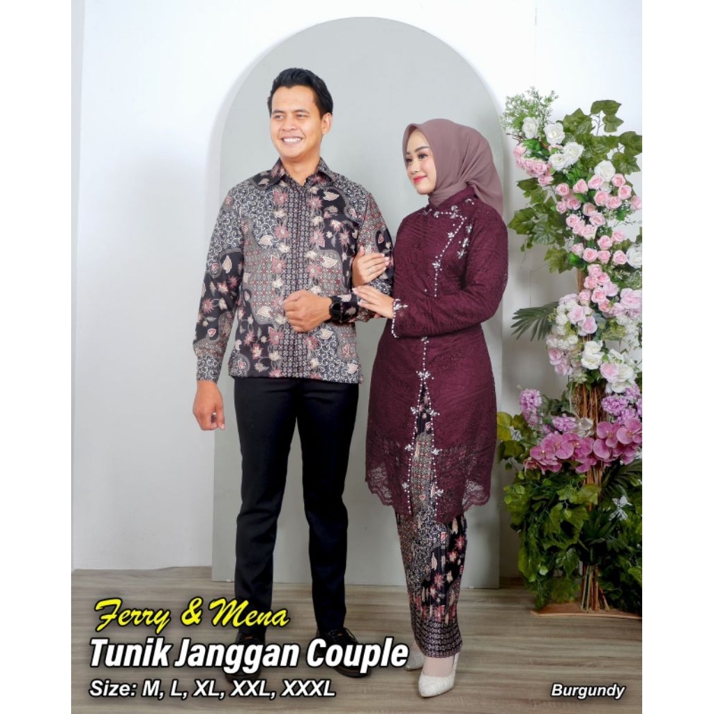 SYIFA KEBAYA • TERBARU COUPLE MODERN MEWAH COUPLE SETELAN KEBAYA TUNIK JANGGAN BROKAT PAYET XXXL LD 
