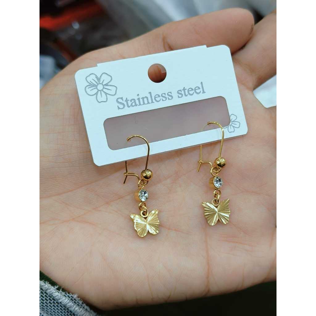 Anting Anak dan remaja Titanium Anti Karat Anting Hati Desain cantik dan simple Wanita Anting Panjan