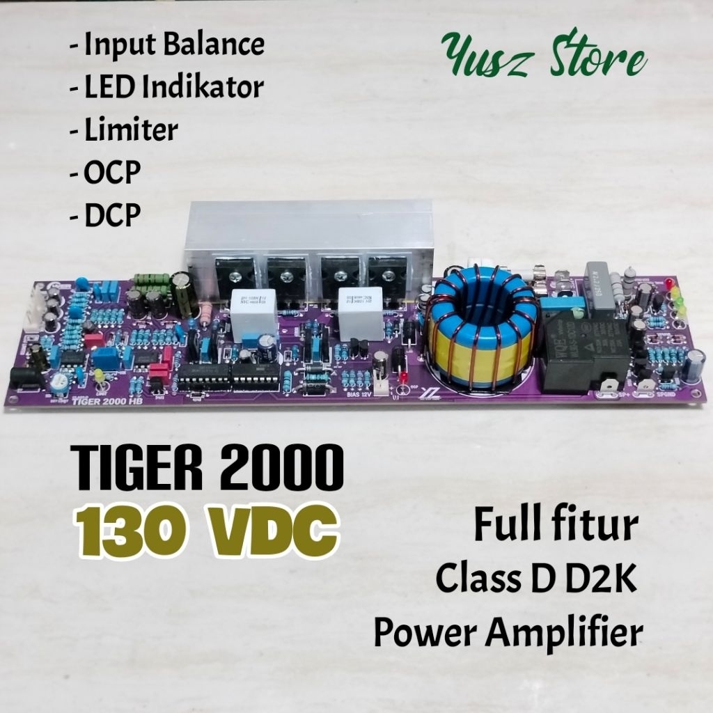 Tiger 2000 Full fitur 130V Class D2K Halfbridge Class D power Amplifier