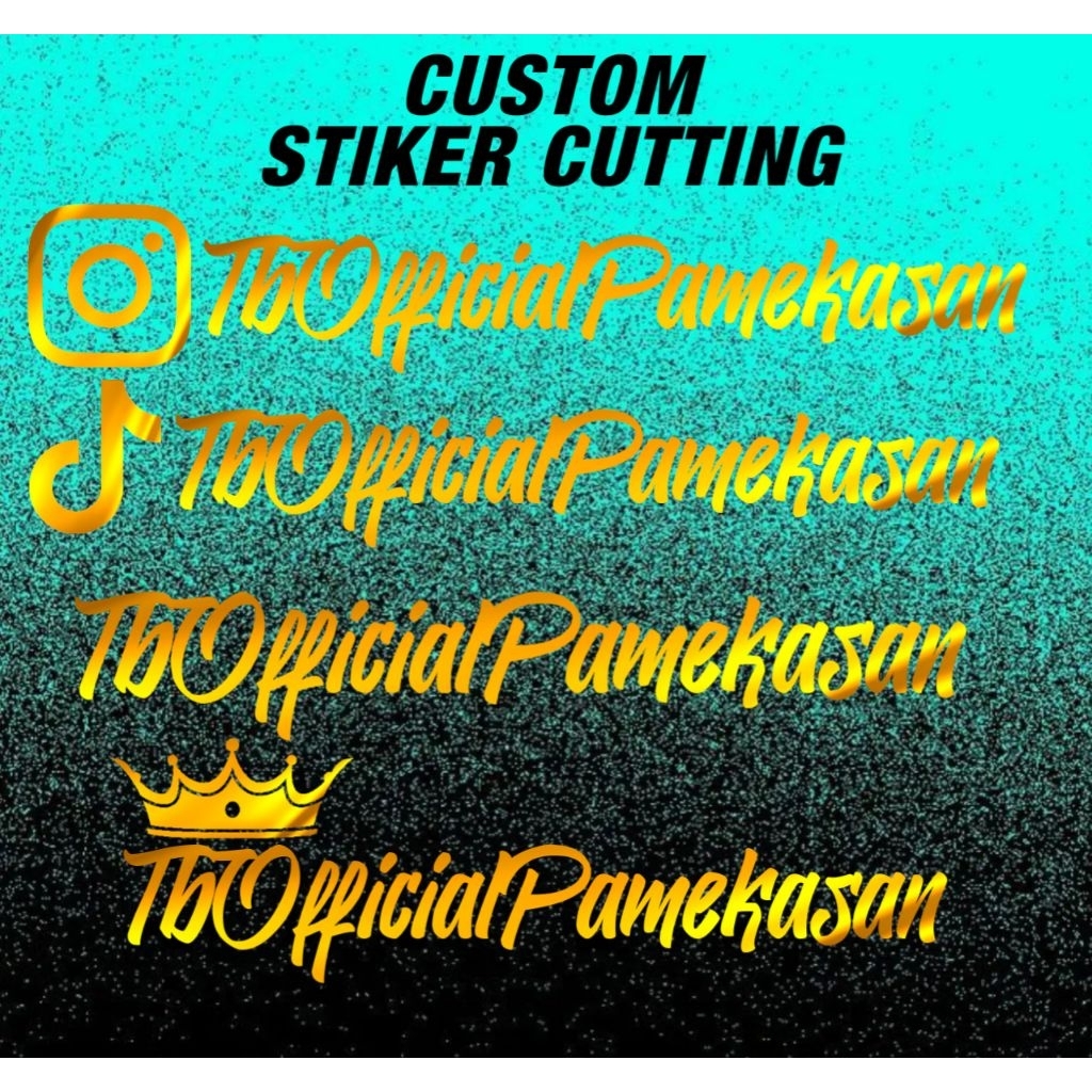 

Stiker Cutting Custom Nama dan Logo Viral Warna Gold ukuran 12cm