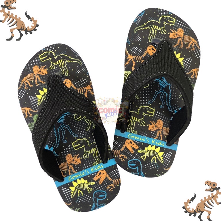 KODE Q63K Sandal Jepit Anak Laki Laki Comickids Sendal Cowok 3 Tahun Flip Flop Balita Hitam Kids Din