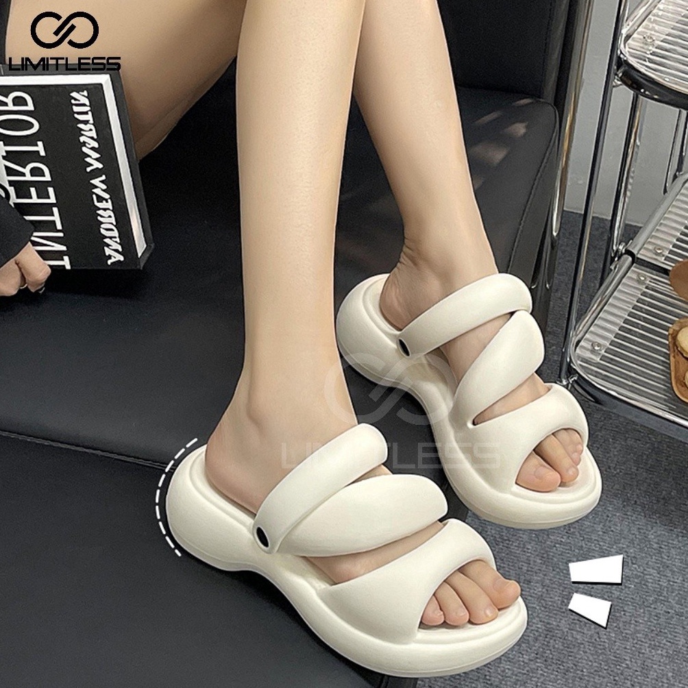 KODE U16C Sepatu Sandal Cewe Slop Terbaru Lucu Trendy Sol Tebal MINISO Sendal Slop Wanita Dewasa Rum