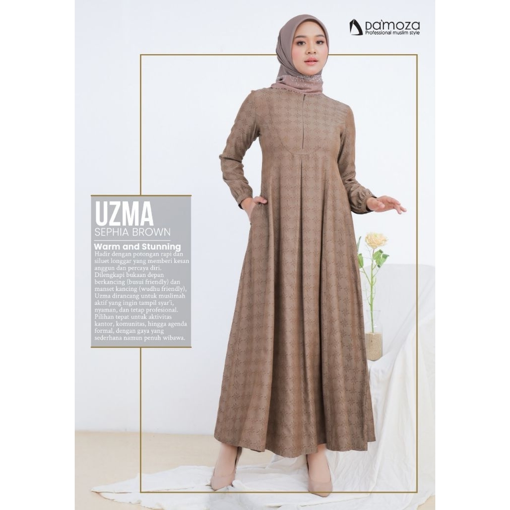 GAMIS MUTIF TERBARU DAMOZA UZMA SEPHIA BROWN
