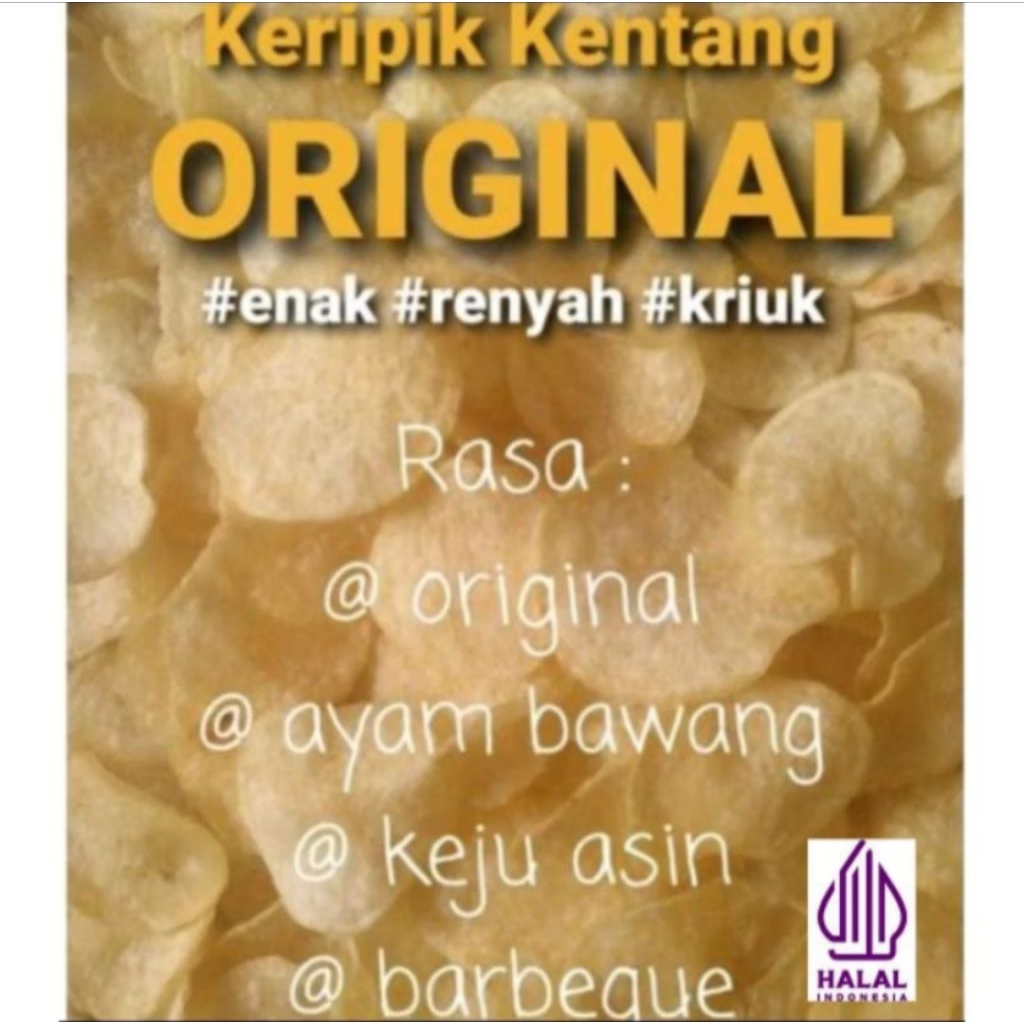 

Keripik Kentang Asli 100 % kemasan isi 500 gr