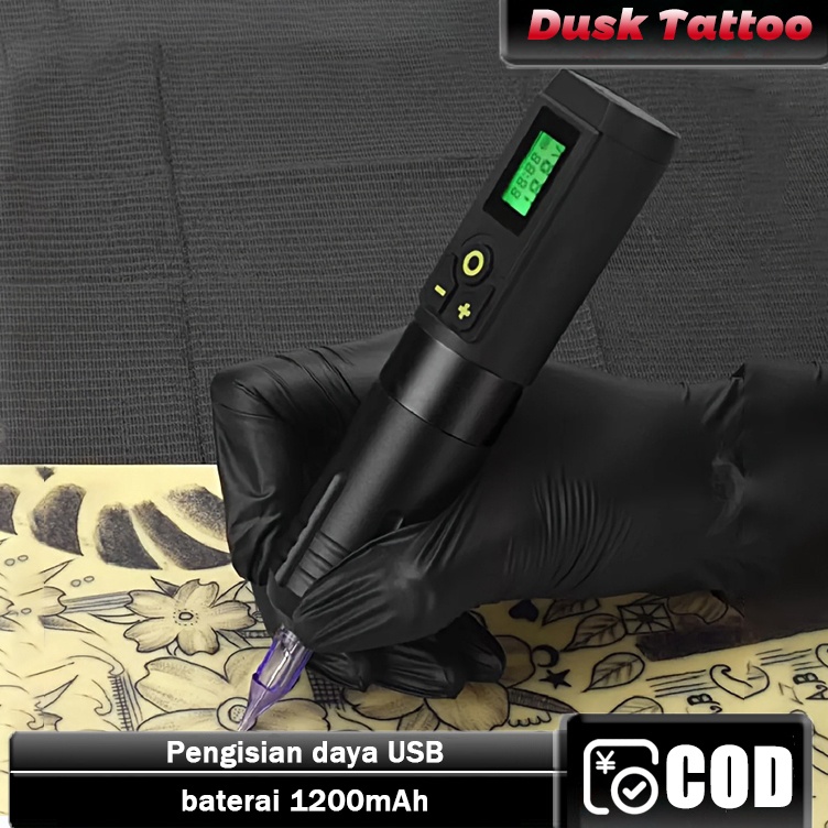 KODE Y72J Pena Tato Nirkabel LED Layar LCD Alat Tato Mesin Tato RCA Baterai Pena Tato 13MAh Tato Ali