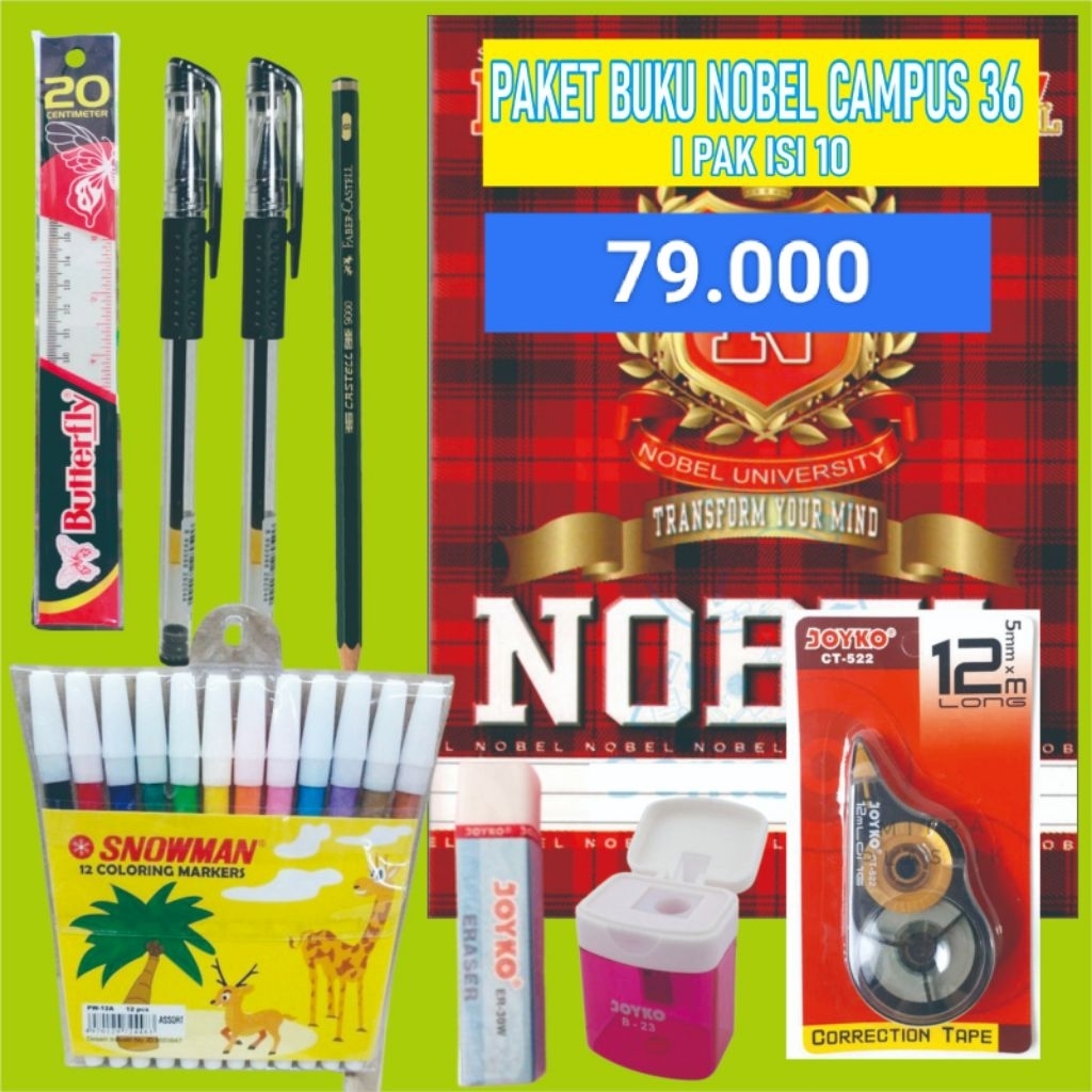 

BUKU TULIS Nobel Campus isi 36 1 pak + paket isi di dalamnya