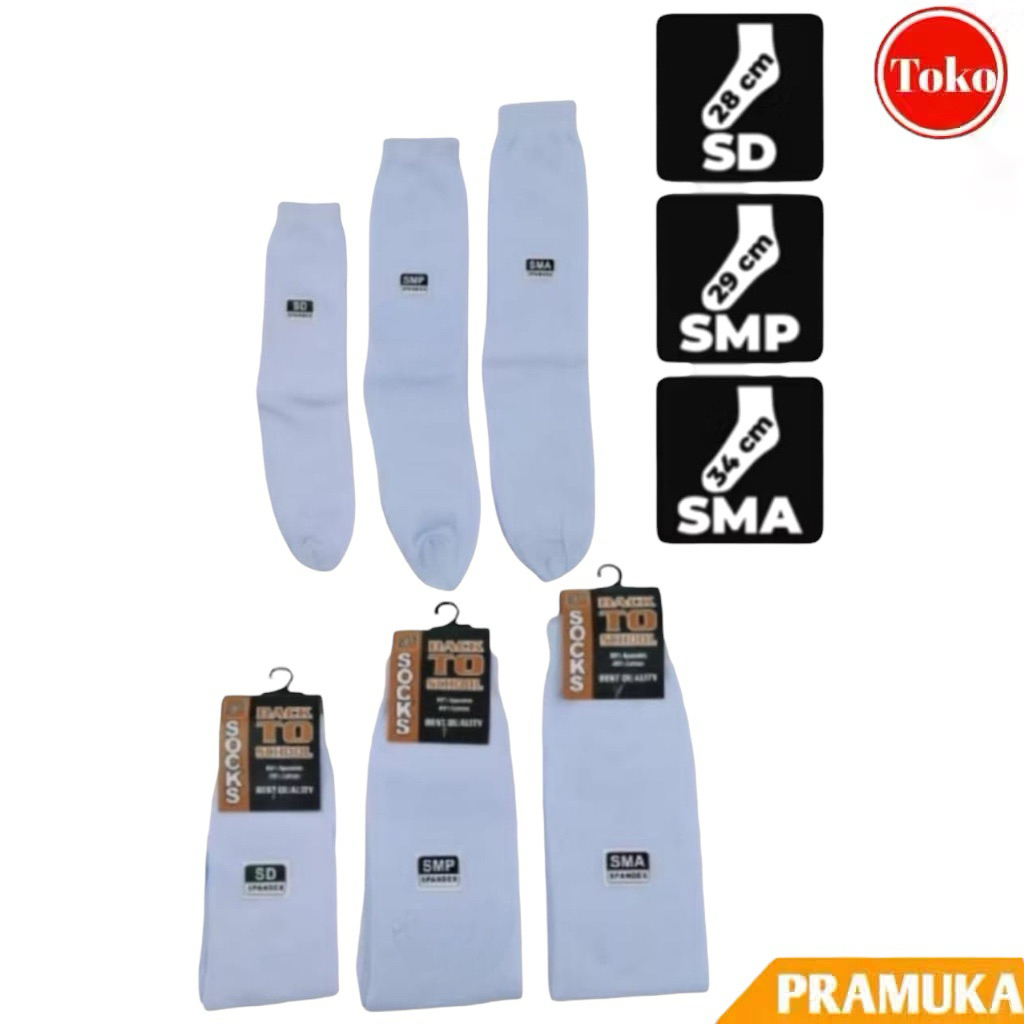 Kaos Kaki Sekolah SD SMP SMA Putih Polos - Kaos kaki Panjang & Tebal Anak Sekolah