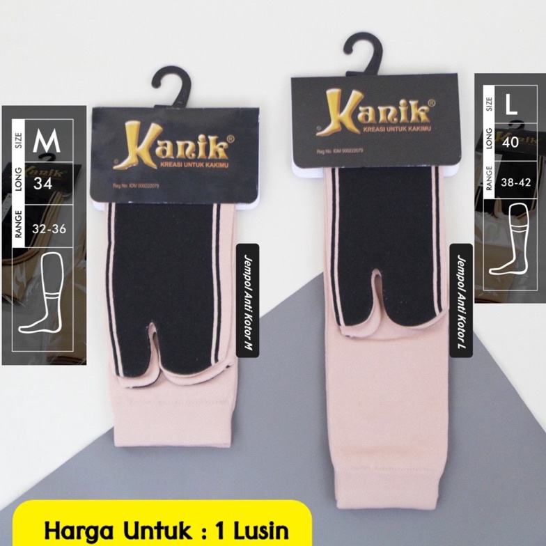 KODE O75Q Kaos Kaki Kanik Jempol Telapak Hitam Uk M dan L Harga Untuk 1 Lusin 12 Pasang