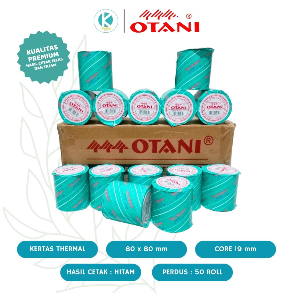 

Kertas Struk Thermal Roll 80x80 mm Core 19 OTANI Termal Struk Kasir EDC Thermal 80mm Hasil Cetak Hitam Perdus: 50 Roll
