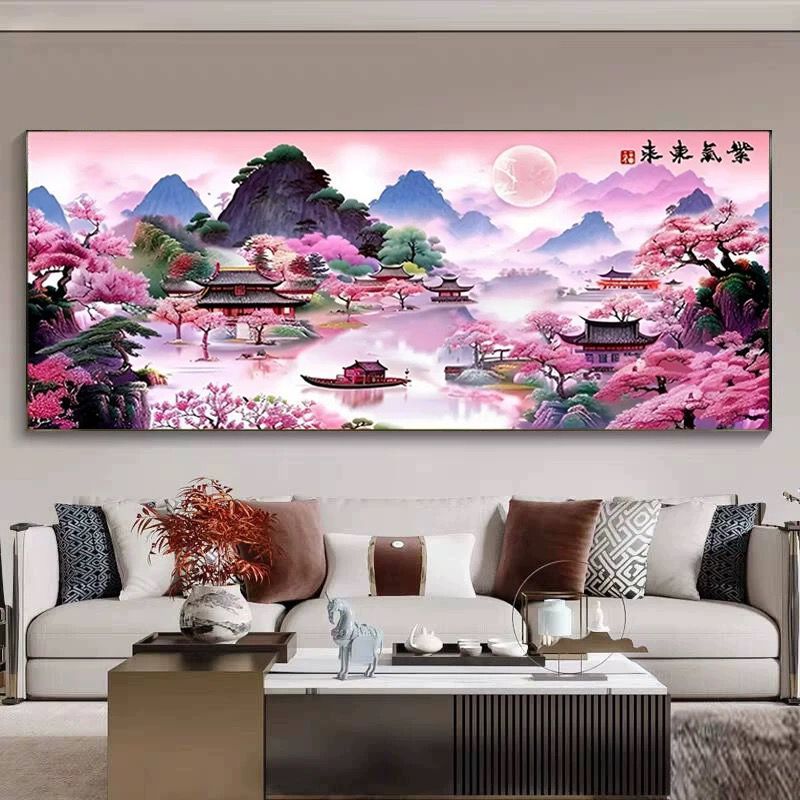 Lukisan Porcelain 5D Diamond Motif Pemandangan Alam Porselen 5 Dimensi Kristal Timbul Pemandangan Ch