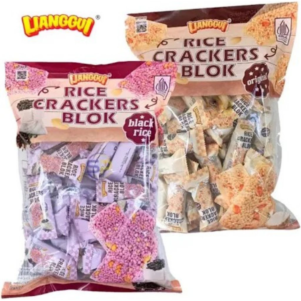 

[LIANGGUI] Rice Crackers Blok 298g – Jipang Beras Kacang Renyah | Rasa Original & Black Rice | Snack Halal Favorit