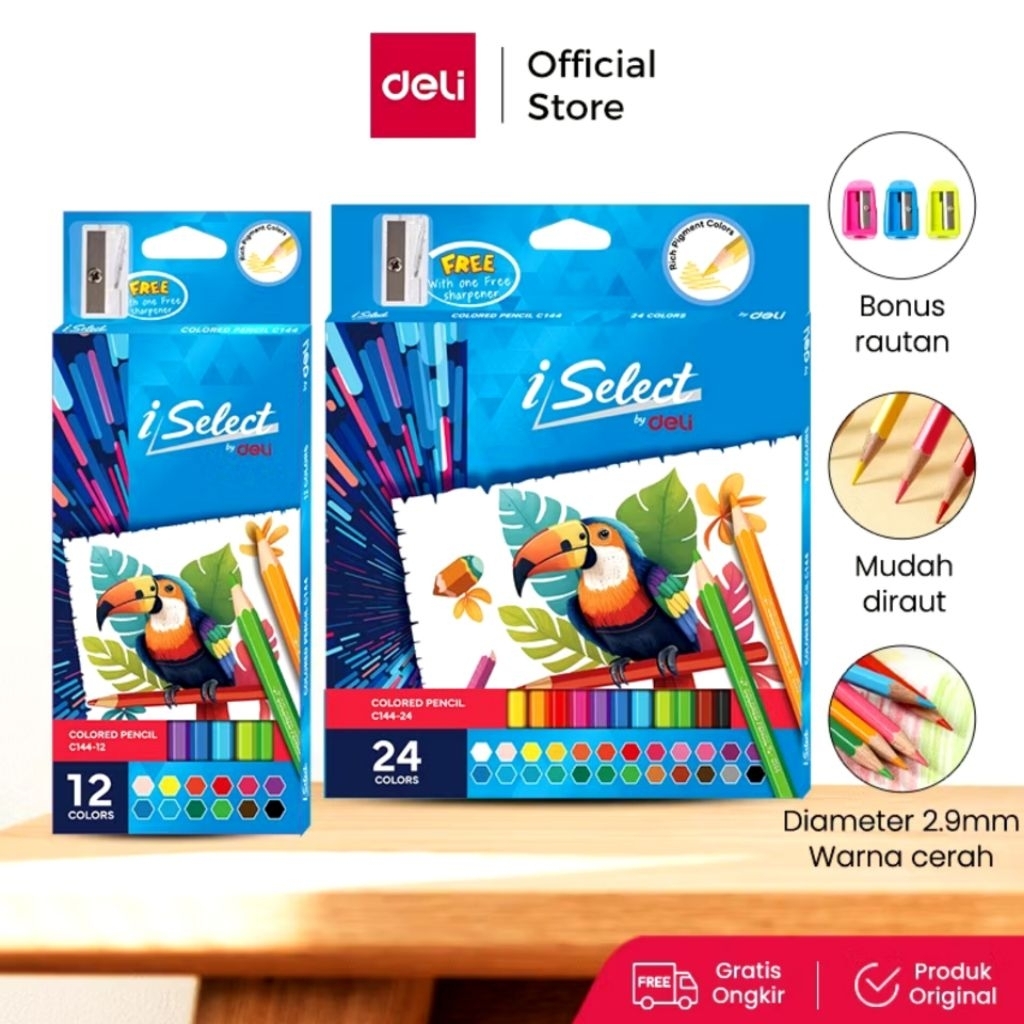 

DELI PENSIL WARNA C144-12 , 12 WARNA
