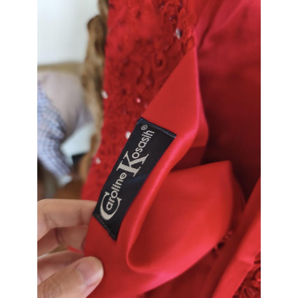 preloved red cheongsam dress caroline kosasih