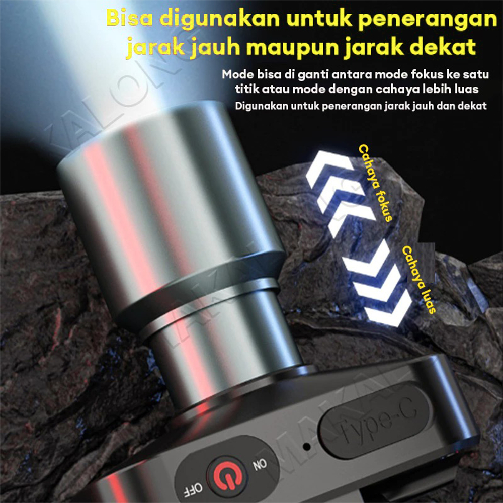 MM Lampu Kepala Zoom Senter LED SUPER TERANG / Head Lamp Led 60 Watt Super Terang Senter Kepala