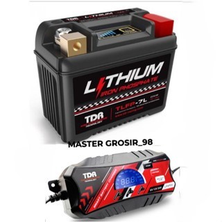 Paket Aki Motor TDR Lithium TLFP-7L + Smart Battery Charger TDR For Aerox Nmax/Vario 125/PCX/ADV 150