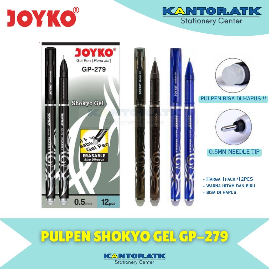 

Joyko Pulpen Gel Pen Pena GP279 Erasable Gel Pen BISA DIHAPUS (12Pcs)