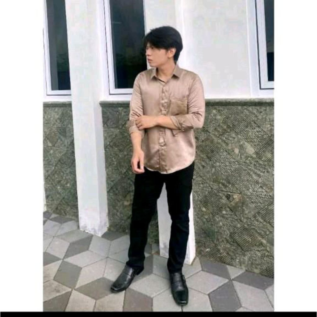 kemeja baju pria baju Kondangan baju lebaran satin silk premium