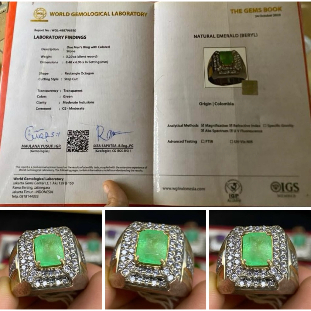 Cincin Perak  Natural Zamrud  Colombia Top Qulaity