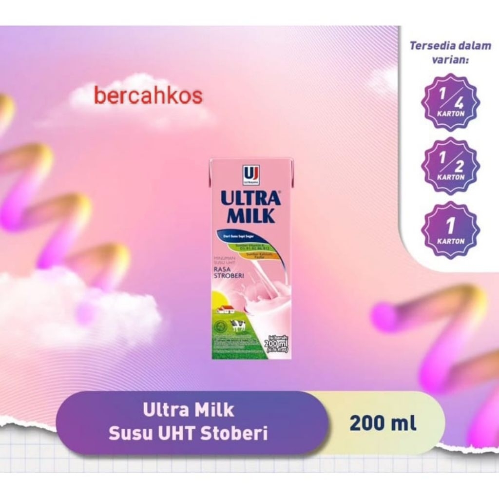 

susu ultra rasa strawberry 200ml
